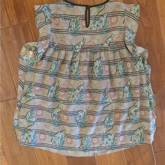 COTELAC 100% POLY GARDEN PRINT RUFFLE SLEEVE TOP SIZE 0 - Picture 7 of 16